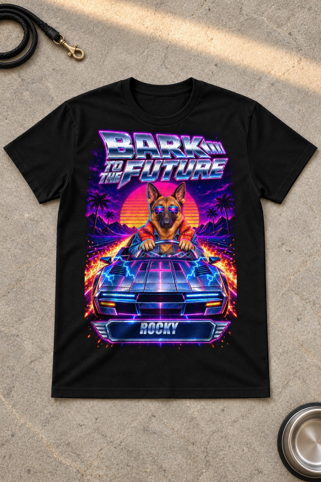 Bark to the Future Shirt mit Schaeferhund ROCKY 