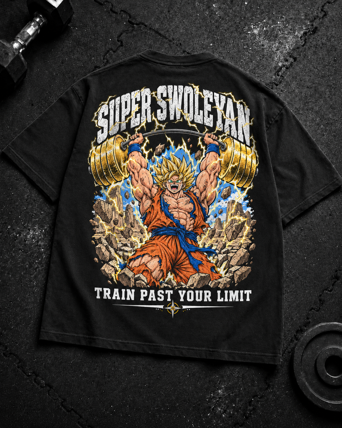 Super Swoleyan Oversized Shirt Schwarz Backprint Flat-Lay