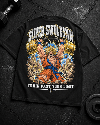 Super Swoleyan Oversized Shirt Schwarz Backprint Flat-Lay