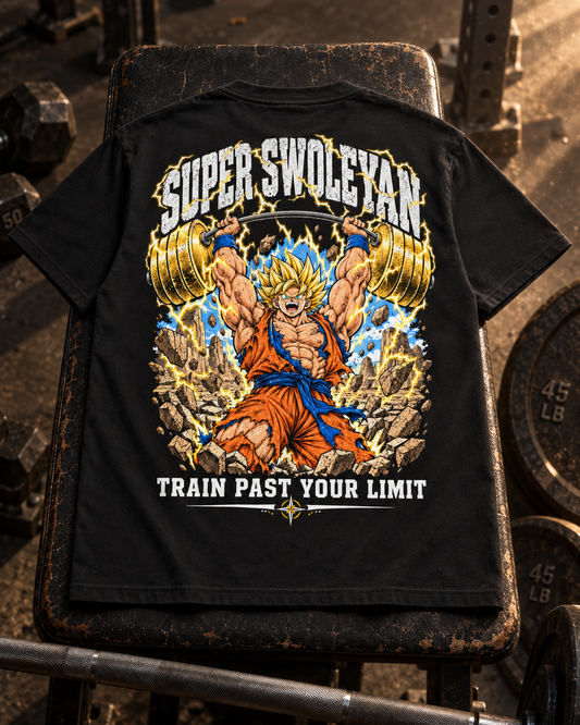 Super Swoleyan Shirt Unisex Schwarz Backprint Flat-Lay