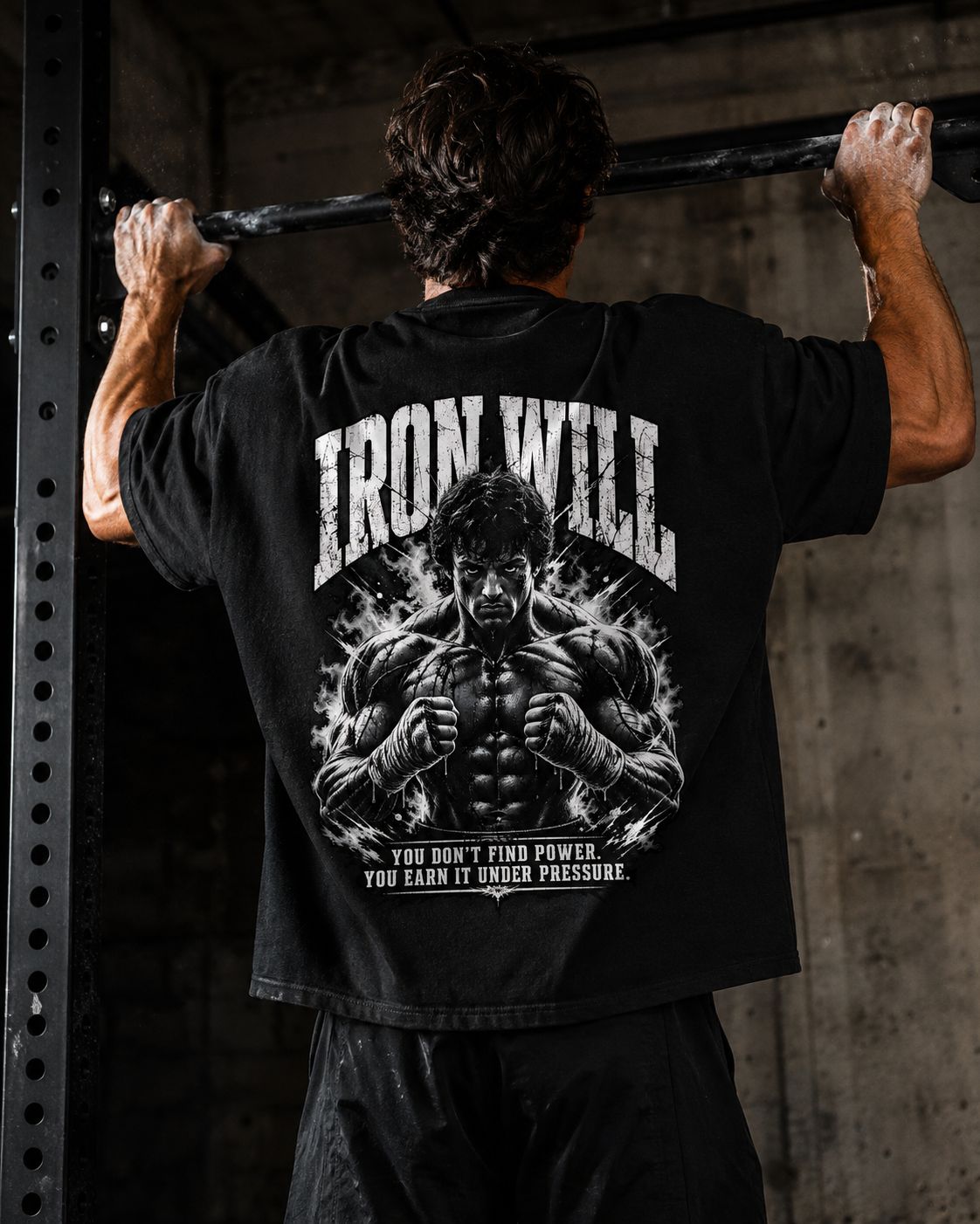Iron Will Oversized Shirt – Gym-Mockup