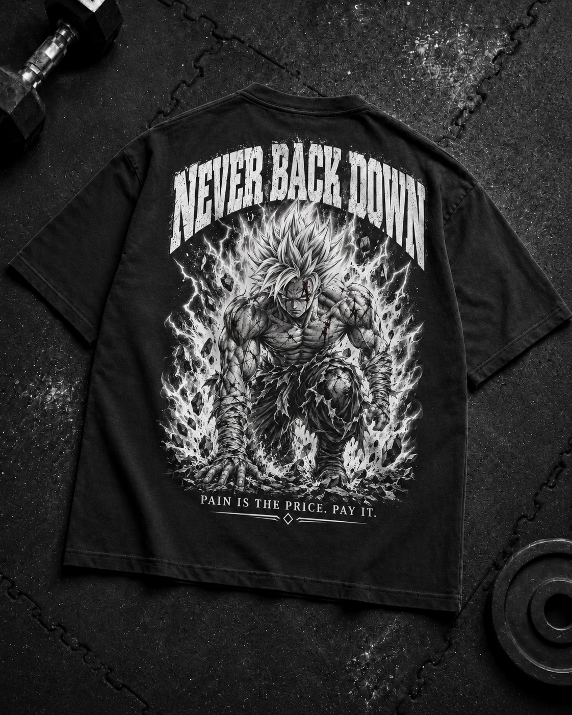 Never Back Down Oversized Shirt Flat-Lay