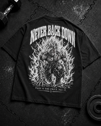 Never Back Down Oversized Shirt Flat-Lay
