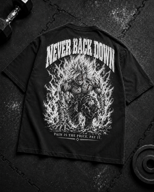 Never Back Down Oversized Shirt Flat-Lay