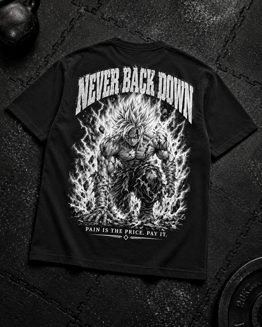 Never Back Down Shirt Unisex Flat-Lay