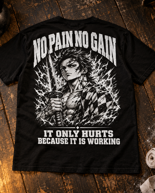 No Pain No Gain Unisex Shirt Rueckenansicht Flat-Lay