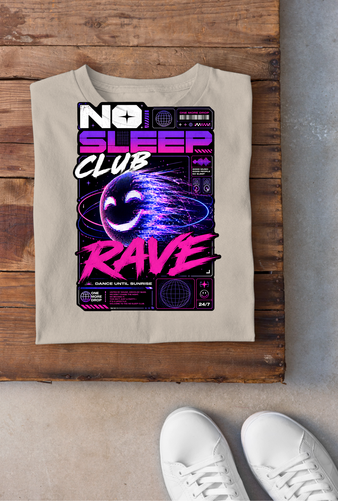 No Sleep Club Backprint - Sand