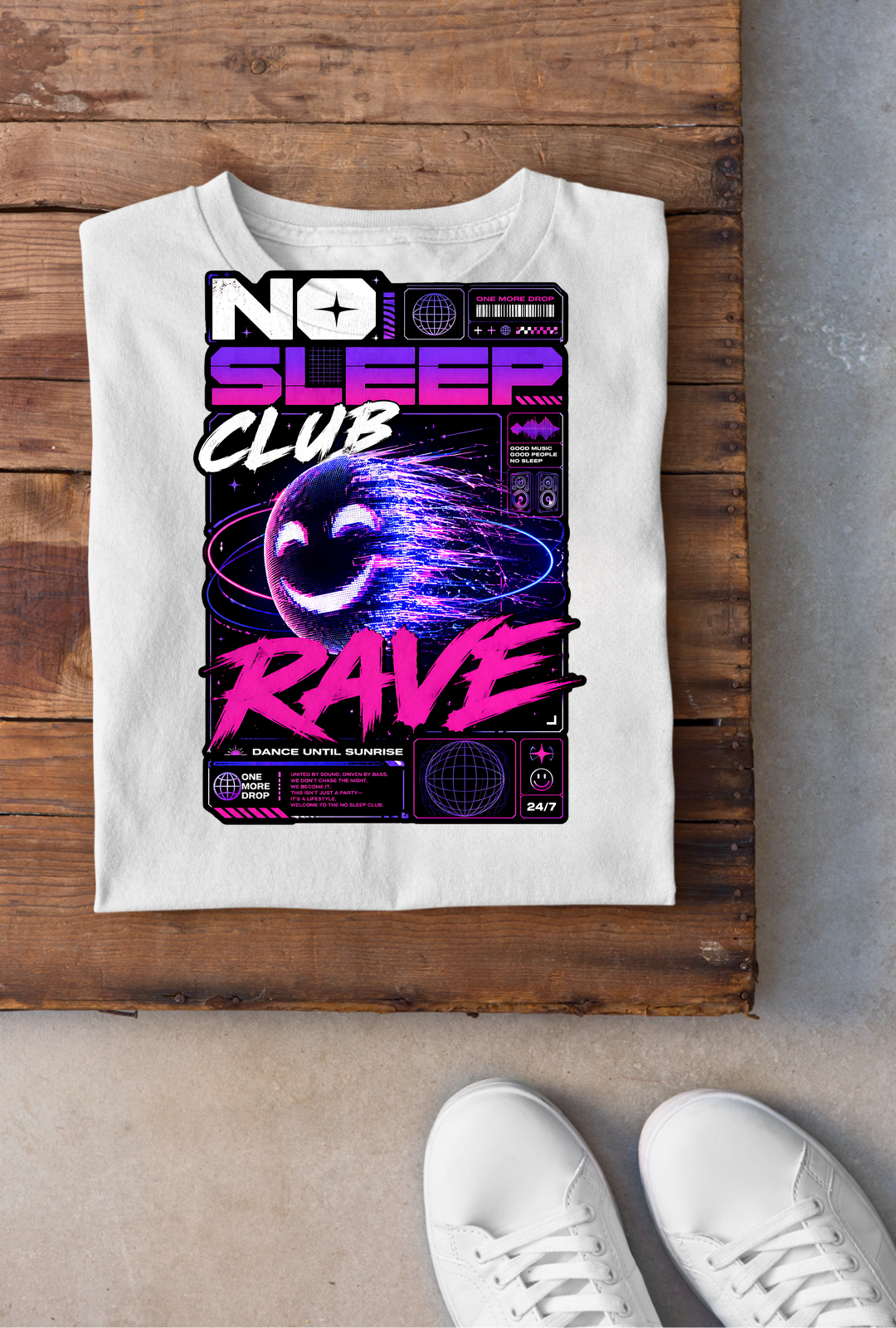 No Sleep Club Backprint - Weiss