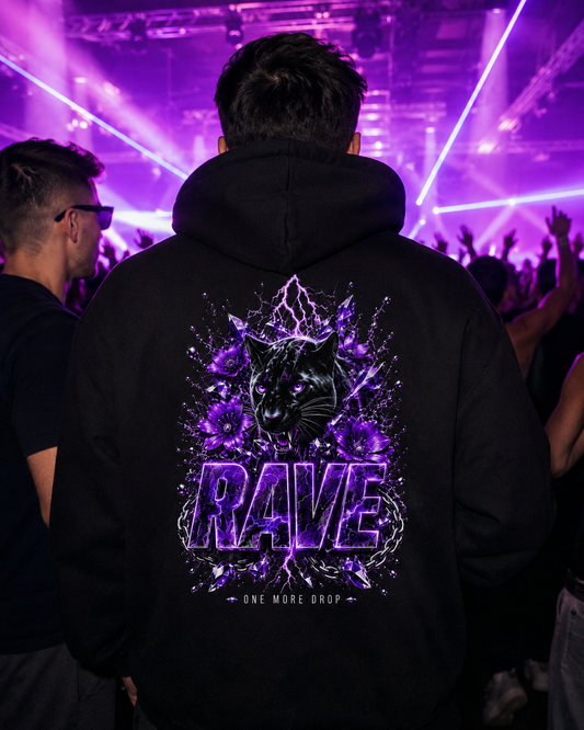 Panther Rave Oversized Hoodie Backprint Lifestyle