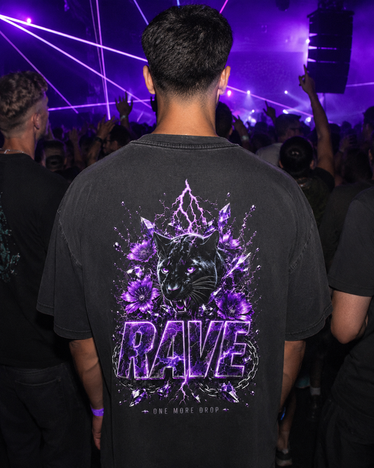 Panther Techno Oversized Shirt Washed Black Backprint Lifestyle