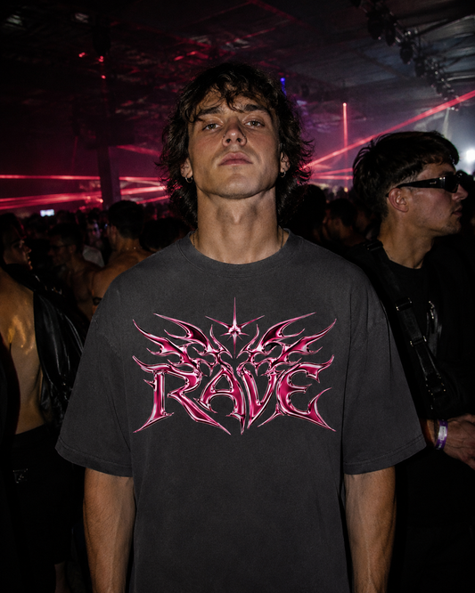 Pink Rave Oversized Shirt Washed Black Lifestyle