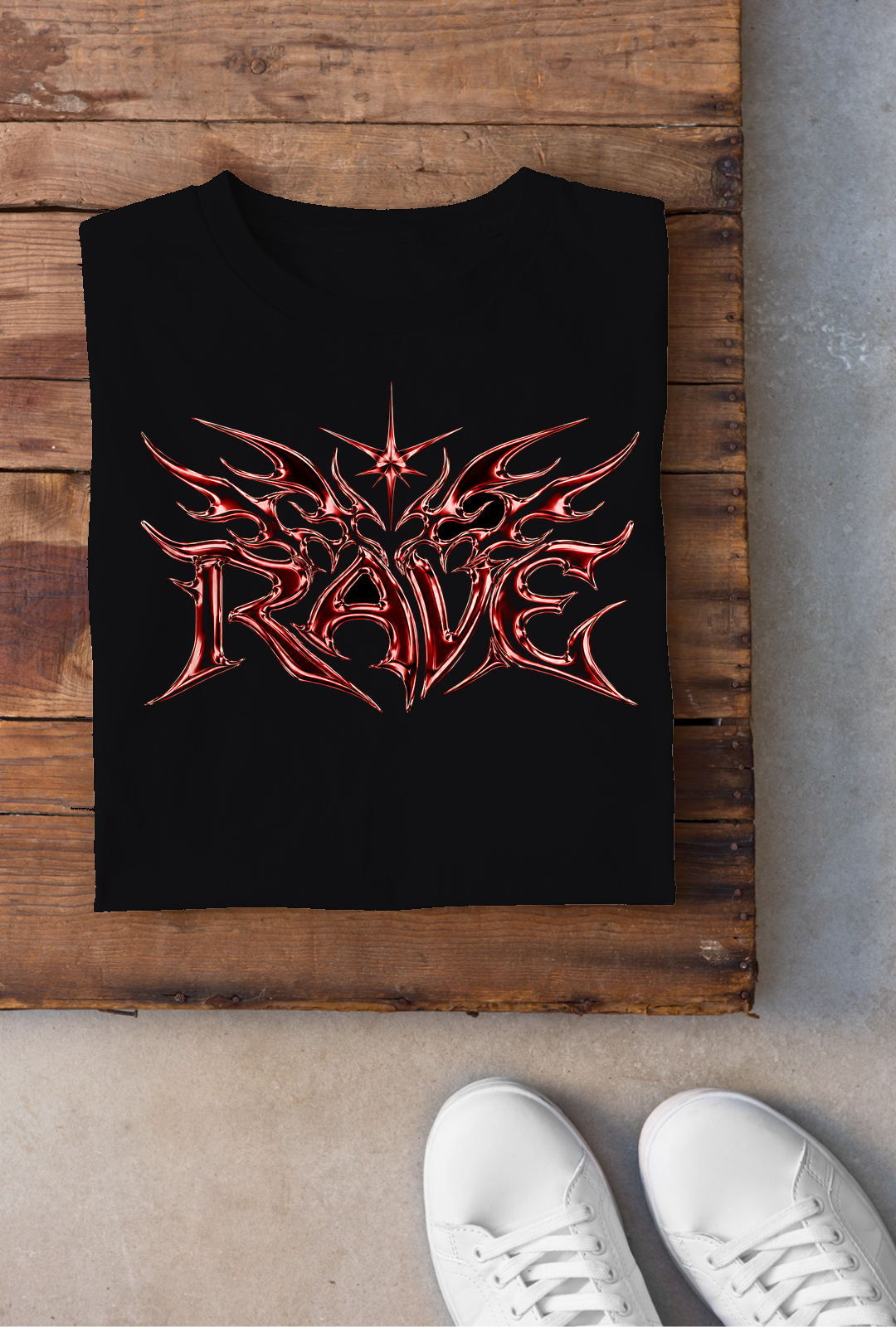 Red Chrome Rave Backprint - Schwarz