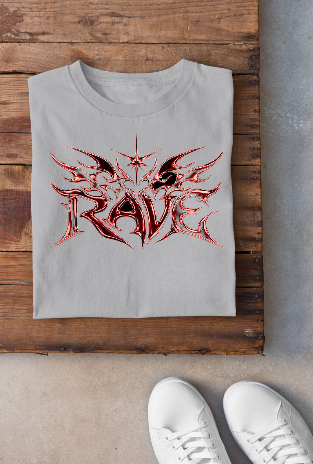 Red Chrome Rave Backprint - Sportgrey