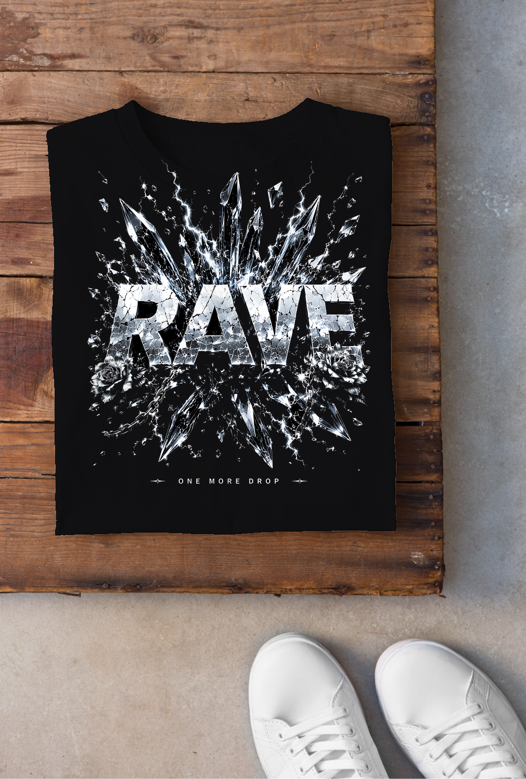 Shattered Glass Rave Backprint - Schwarz