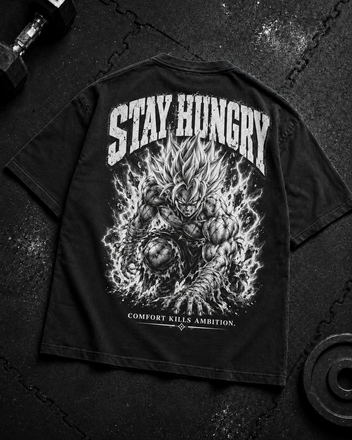 Stay Hungry Oversized Shirt Flat-Lay