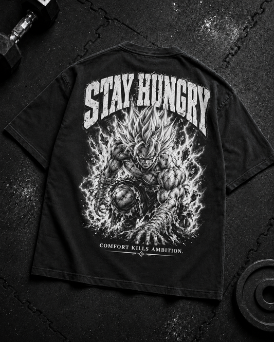 Stay Hungry Oversized Shirt Flat-Lay