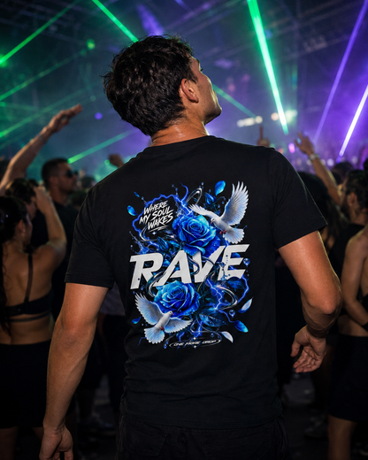 Where My Soul Wakes - schwarzes Unisex-Shirt getragen auf dem Rave